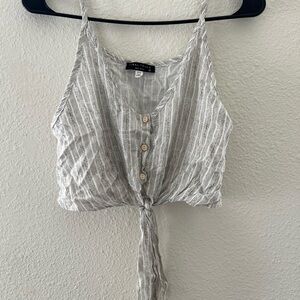 Final Touch Women's Gray Striped Crop Top